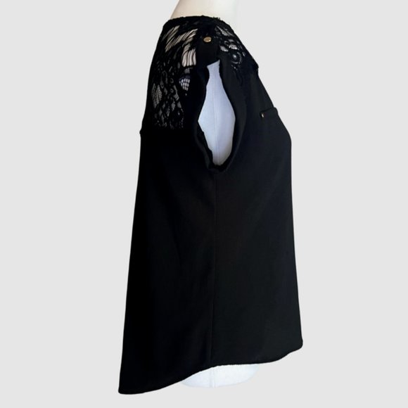 Reese Lace Detailed & Cuffed Capped Sleeve Blouse Black - Size Small - Picture 7 of 10